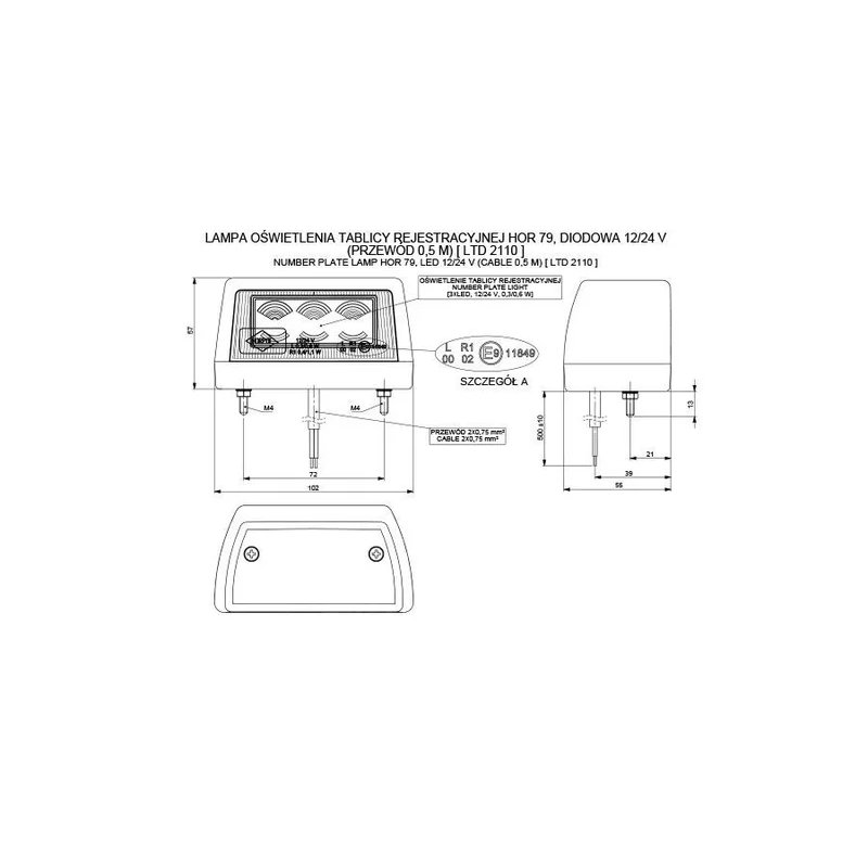 LED kentekenlamp 12-24V
