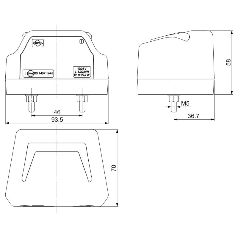 LED kentekenverlichting incl.markeerl. 12-24V 50cm kabel