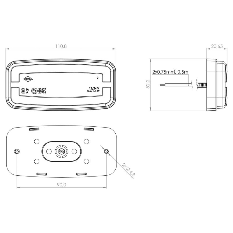 LED markeringslicht amber met beugel