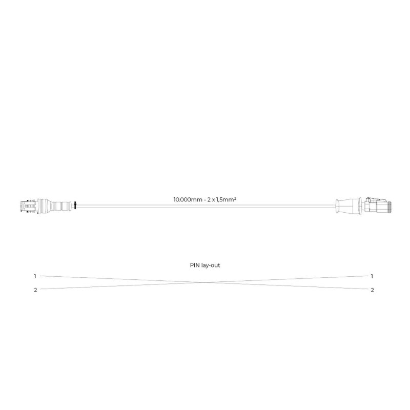 verloopkabel Superseal > Deutsch 10m | 2x1,5mm² | 2x female