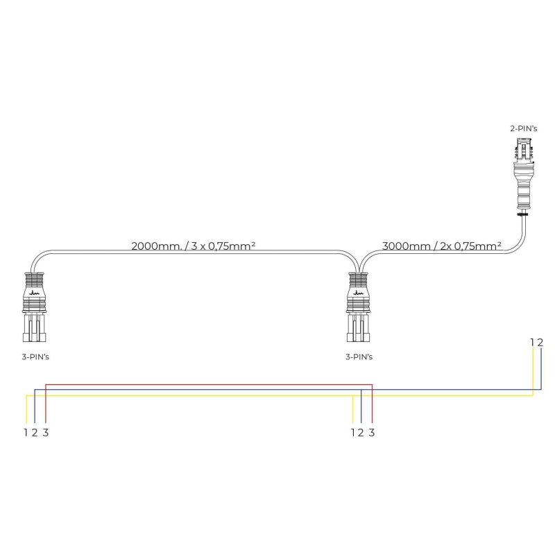 Y-kabel Superseal tbv. flitser 1x 2-PIN | 2x 3-PIN