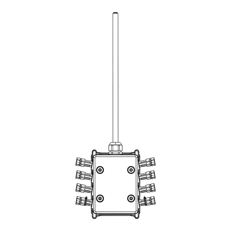 junctionbox 16x uitgang | 15m kabel | 1 x 2,5mm2 + 9 x 1mm2