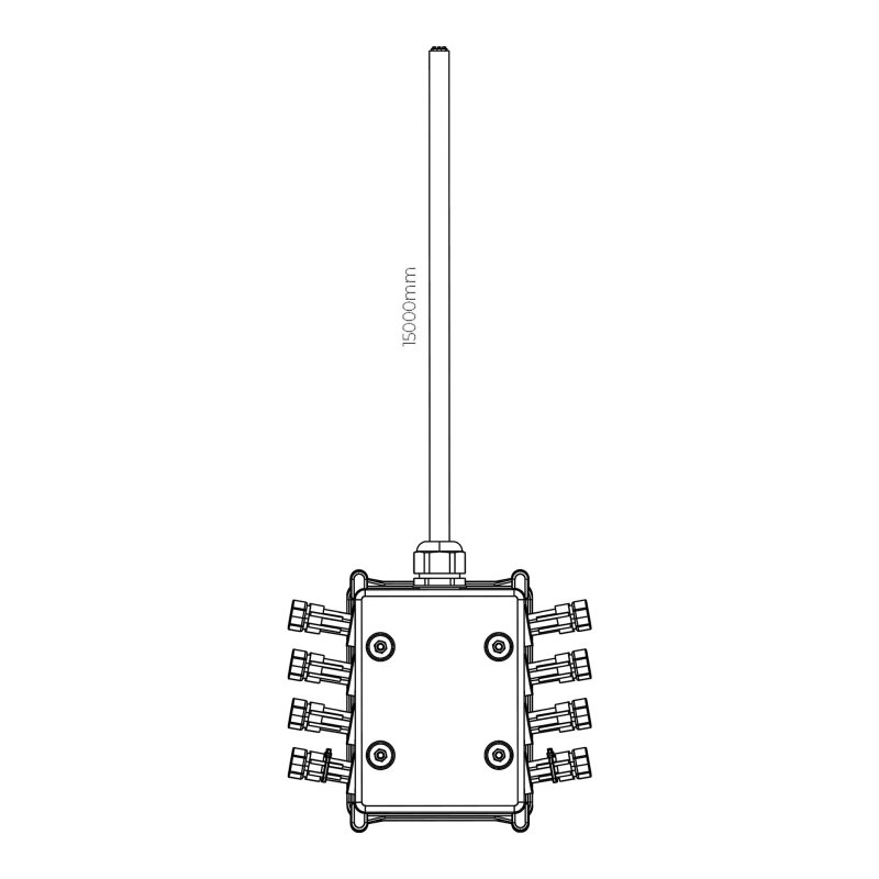 junctionbox 16x uitgang | 15m kabel | 1 x 2,5mm2 + 9 x 1mm2