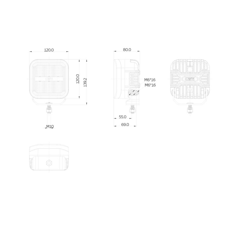 OZZ SQR 5″ verstraler – Dynamisch positielicht – zwart