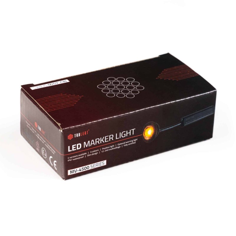 LED markeerlicht amber met R65 flitser 12-24V 200cm kabel