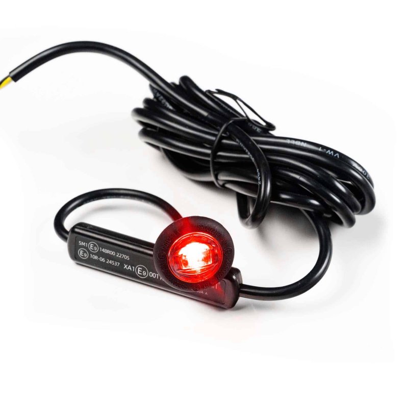 LED markeerlicht rood met R65 flitser 12-24V 200cm kabel