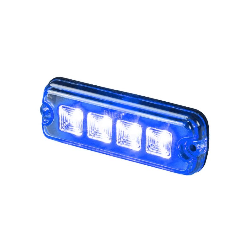 LED R10 flitser 4-LED blauw 12-24V 200cm kabel