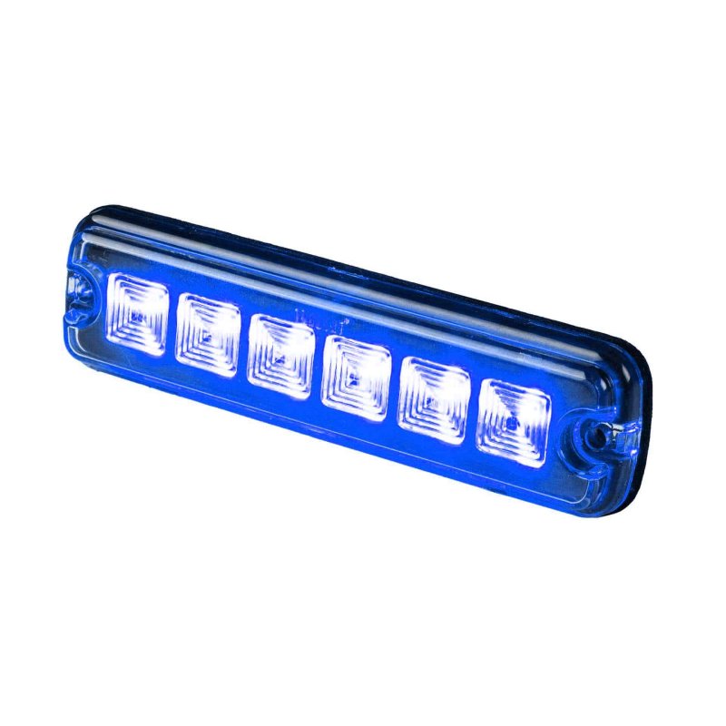 LED R10 flitser 6-LED blauw 12-24V 200cm kabel