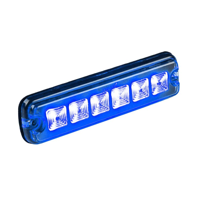 LED R10 flitser 6-LED blauw 12-24V 200cm kabel