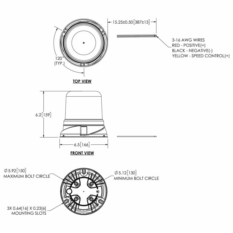 ROTOLED |LED zwaailamp R65 | 7660 Series | amber | 12-24V | 3-bouts