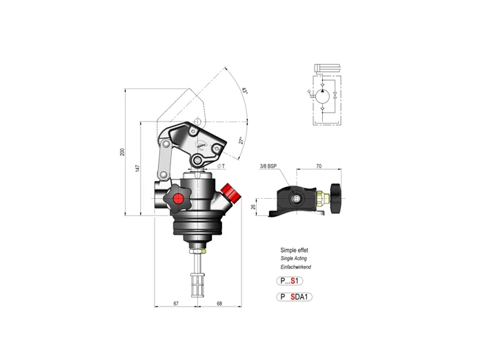 Pompe manuelle hydraulique 4L simple course