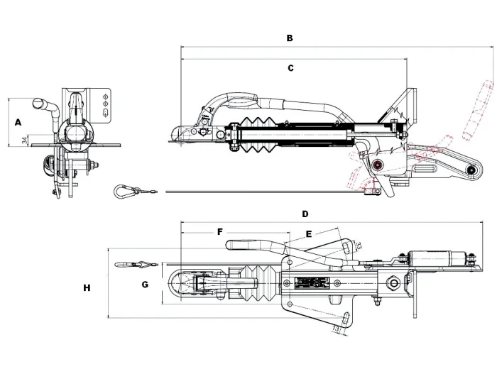 Commande de freinage à inertie KNOTT avec fixation en v KF27
