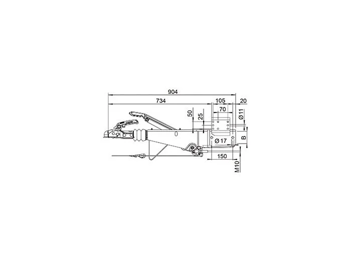 Commande de freinage pour timons carrés 251S 100mm