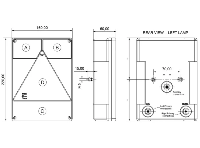 Feu droit radex 6800 vertical