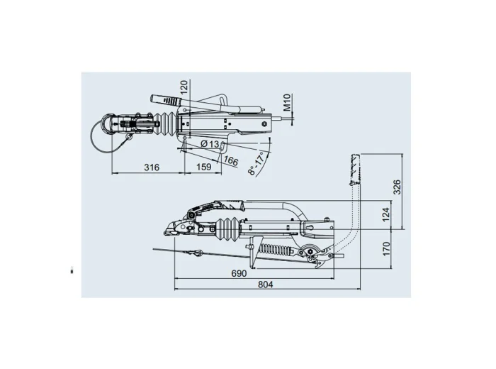 Commande de freinage ALKO pour semelle en v type 161S