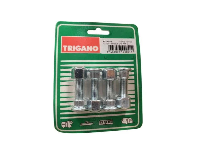 Kit axe de roue 4 vis + écrous M10 blister X4
