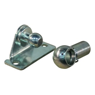 Support laterale avec boule, panne de balle et clip  de retenue BB20/K08+PF22 zingué support d'angle, 2 trous Ø4,25mm sur 19mm. Hauteur 10mm. Balle 8mm, PF22 (M5) + BB20/K08 non assemblé