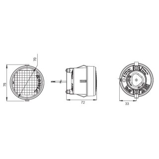 feu clignotant Roundpoint ll LED câble 2p - 1.8m extrémité ouverte