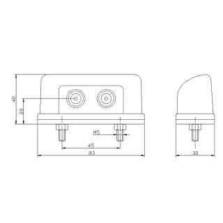 eclairage de plaque d'immatriculation rood/wit  cable 500mm 12/24V