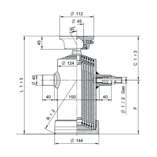 vérins téléscopiques 6ton course 1245mm 6 expansions tête soudable