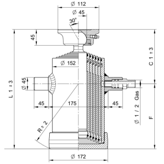 vérins téléscopiques 9ton course 1000mm 6 expansions tête soudable