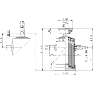 vérins téléscopiques 9ton course 1480mm 6 expansions plateau à vis