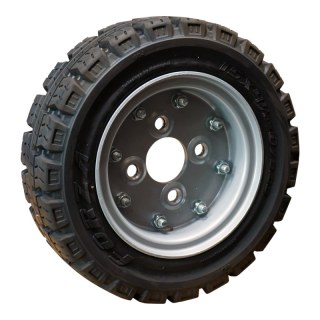 massif pneu + roue 15X4.5-8 Forza F1 ET0 60/100/4 métal gris argent