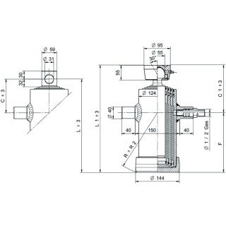 vérins téléscopiques 10ton moyeux 1190mm à 4 expansions tête soudable