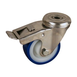 roulette pivotante avec frein 80mm série 27 ᠆ 30 trou pour boulon roulement à aiguilles éxécution inox