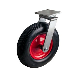 roue + pneu en caoutchouc solide + roulement à rouleaux Ø25 NL75mm métal Rouge 4.00x8 ligne 2.50Ax8 montage de la plaque rouleme
