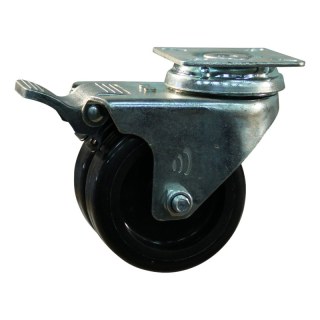 roulette pivotante avec frein 75mm serie 65 - 62 montage de la plaque palier lisse