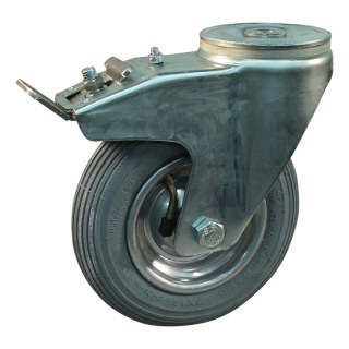 roulette pivotante avec frein 7x1 3/4 (175x45) 1.25x3.8 (200x50) ET0 NL60mm métal C-179 gris argent 15 trou pour boulon roulem