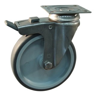 roulette pivotante avec frein 125mm serie 68 ᠆ 37 montage de la plaque palier lisse