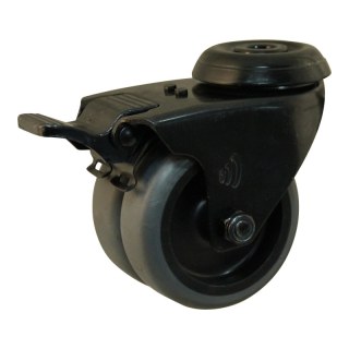 roulette pivotante avec frein 50mm Novio Noir serie 68-62 trou pour boulon palier lisse