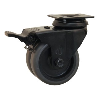 roulette pivotante avec frein 75mm serie 68-62 montage de la plaque palier lisse