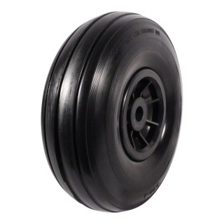 pneu en PU + roue + palier lisse Ø20 NL60mm plastique noir 3.00x4 ligne 2.10X4
