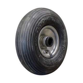 pneu + roue 3.00-4 2.10x4H2 ET0 roulement à rouleaux Ø25 NL75mm métal S-2301 gris argent